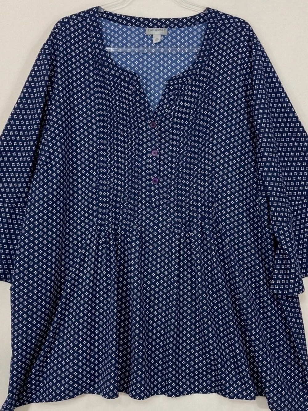 Catherine’s Catherines Popover Pintuck Bell Sleeve Tunic Size 3X